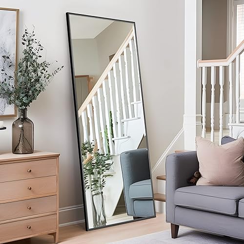 Miniatura 2 de MIRUO Espejo de longitud completa espejo de piso con marco de aleación de aluminio de 64 x 21 pulgadas espejo de piso grande para dormitorio de pie
