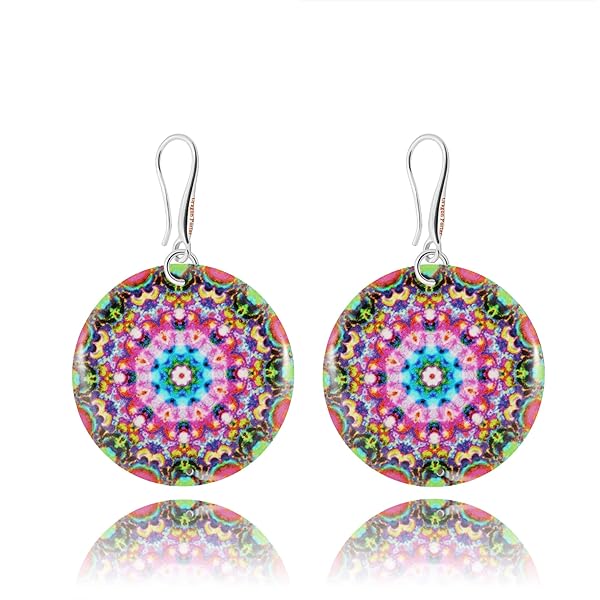 Boho Mandala Dangle Earrings for Women, Bohemian Statement Jewelry