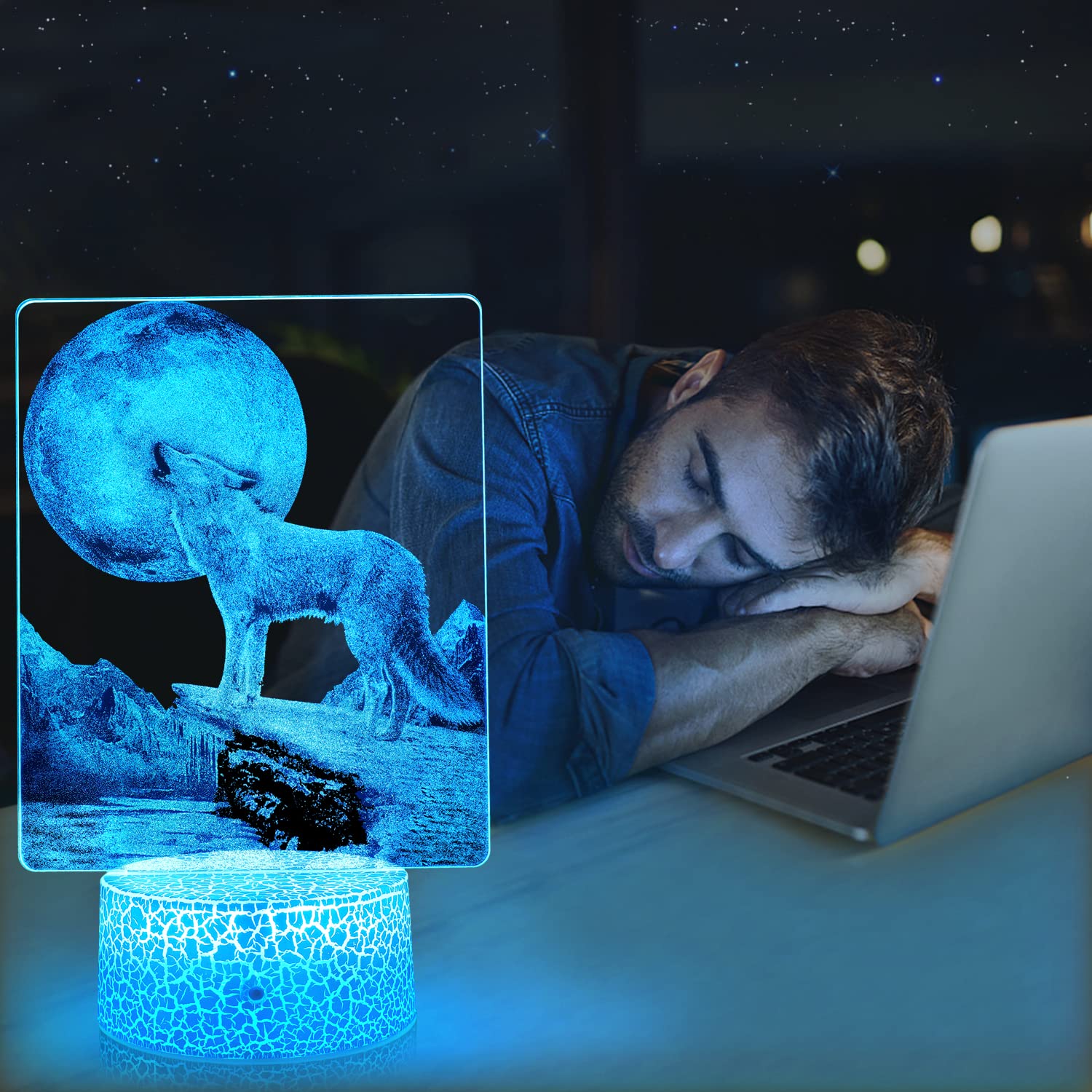 YHANNI Groot 3D Lamp Kits,3D LED Light 16 Color Changing Table Light - View #9