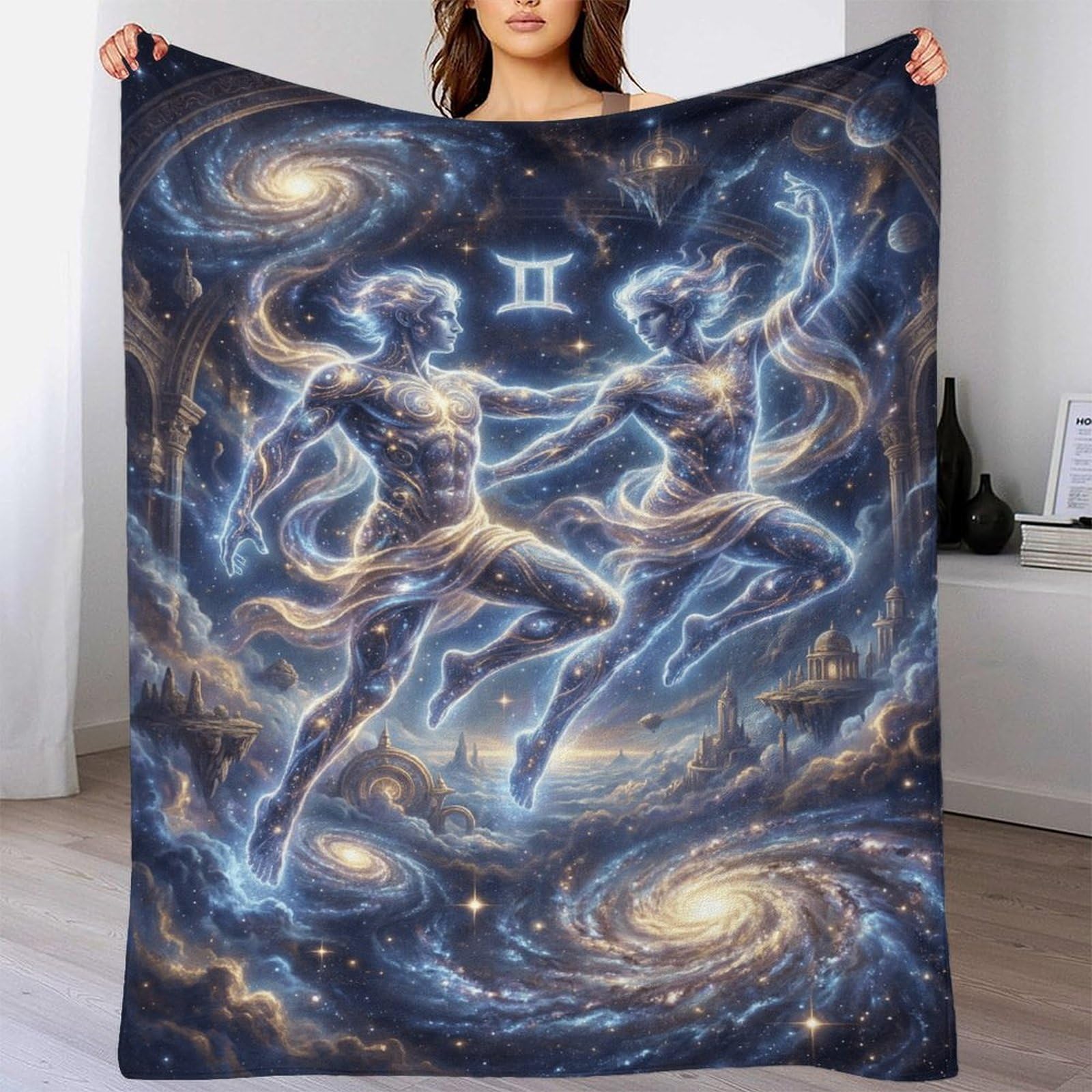 W7C8U2X3 Gemini Zodiac for Flannel Throw Blanket, Bedroom Sofa Couch