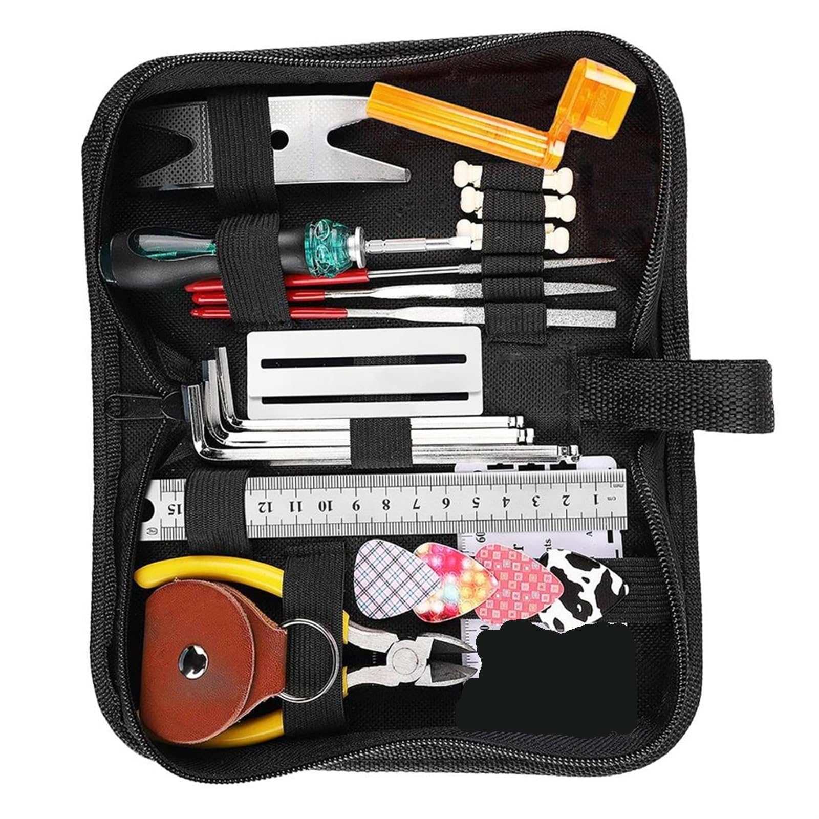 Kit De Réparation Guitare Acoustique 25 Outils - Pour Entretien, Réglage, Changement De Cordes - Boîtier Portable