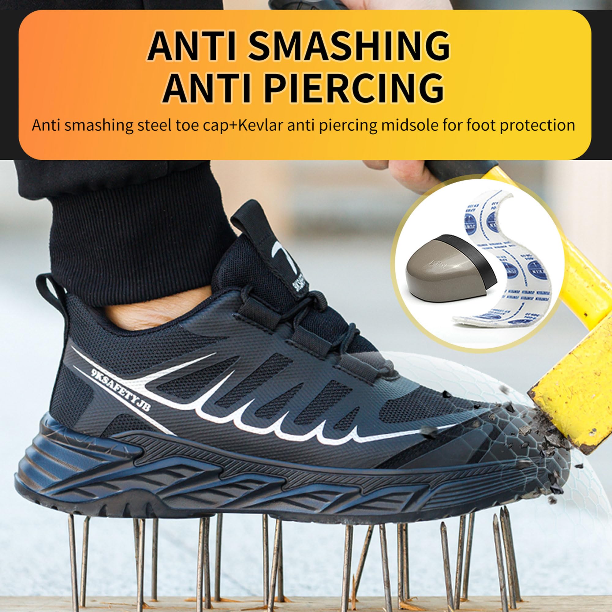 Jueshanzj Lightweight Safety shoesindustrial Construction shoeslabor Protection Shoes Black 7