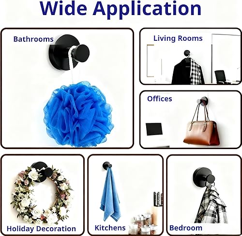 Miniatura 5 de Ganchos de ventosa para coronas de puerta, resistentes y reutilizables con ventosa para puerta delantera, pared de baño, cocina, ventana de vidrio,