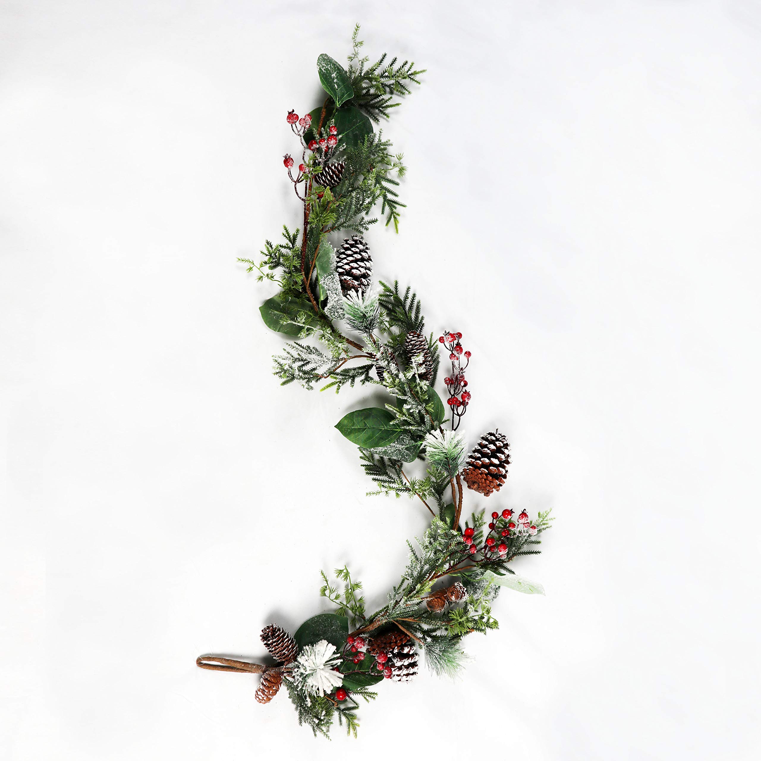 SHATCHI Weihnachtskranz 25 Cm – Mit Silbernen Glocken, Beeren & Tannenzapfen