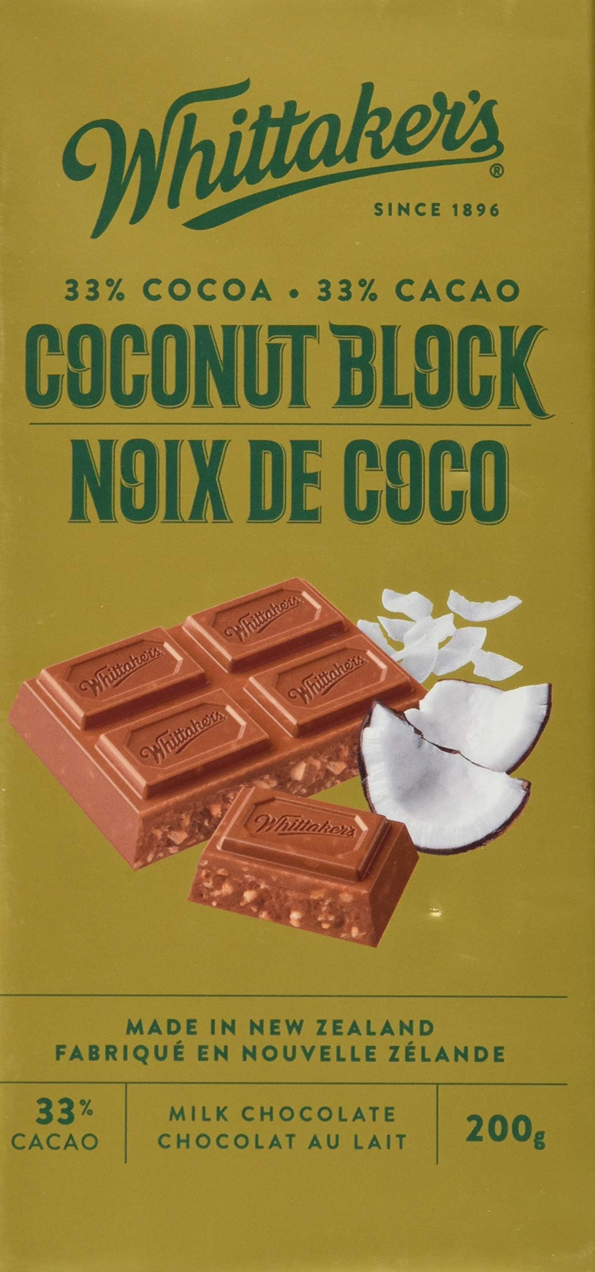 Whittaker's Chocolate Block 250g (Made in New Zealand) (Coconut Block)