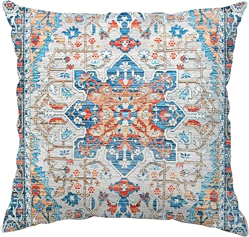 Miniatura 8 de Funda de almohada bohemia de 12 x 20 pulgadas, diseño étnico azul y rojo para exteriores, almohadas decorativas para sofá, cojín decorativo de lino