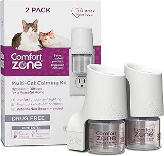 Comfort Zone MultiCat Calming Diffuser Kit, Cat Pheromone Spray, 2 Pack Diffuser Kit, New Formula (100540199)