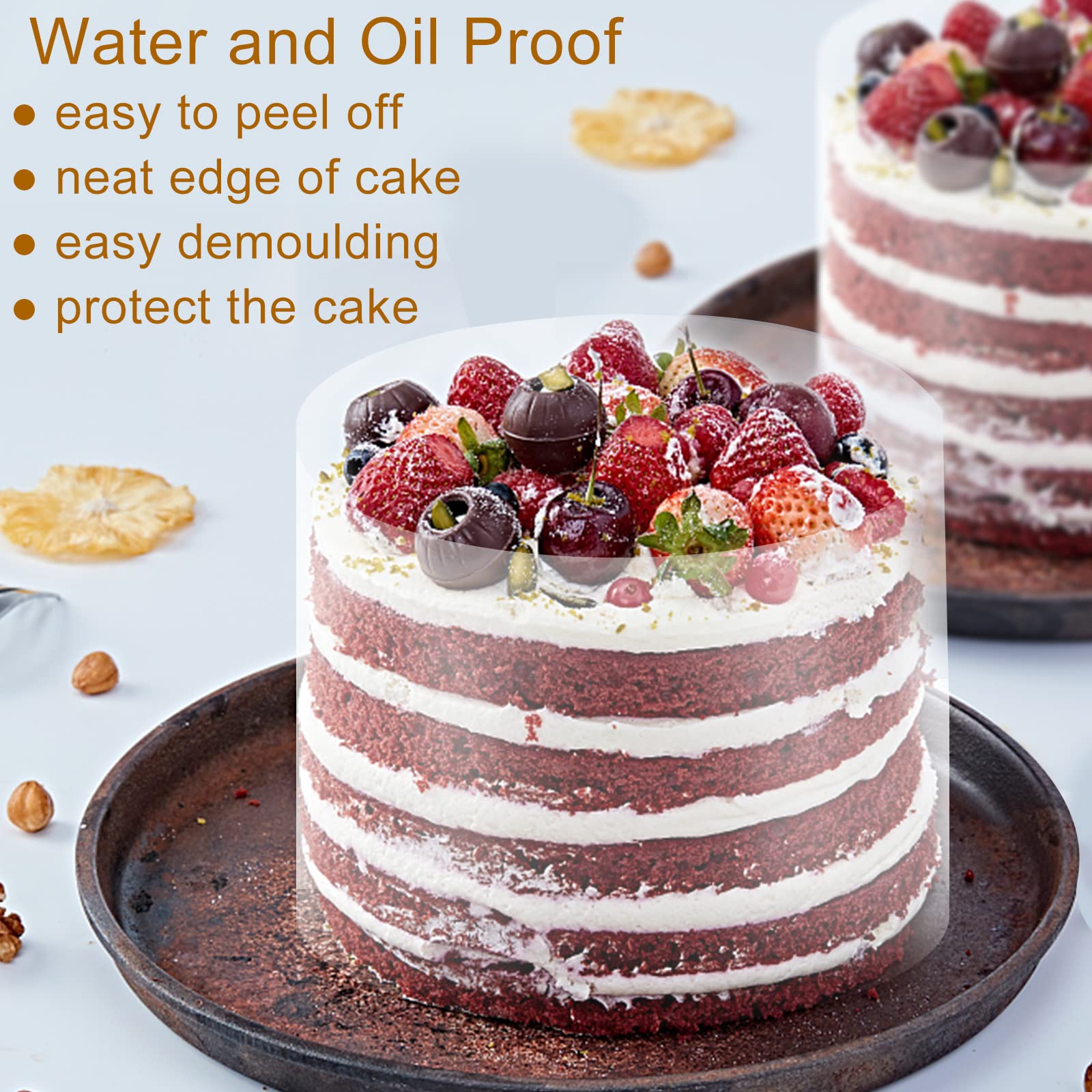 DOULEIN Collari Per Torte In Acetato - 2 Rotoli 10cm E 15cm X 10m Per