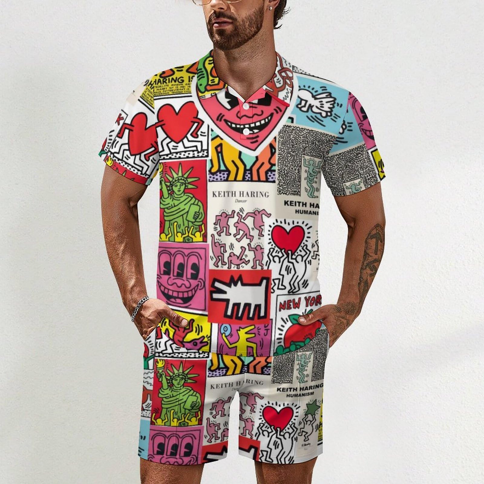 R)キースへリング　スイムウェア　ショートパンツ　XL R)キースへリングスイムウェアショートパンツXL