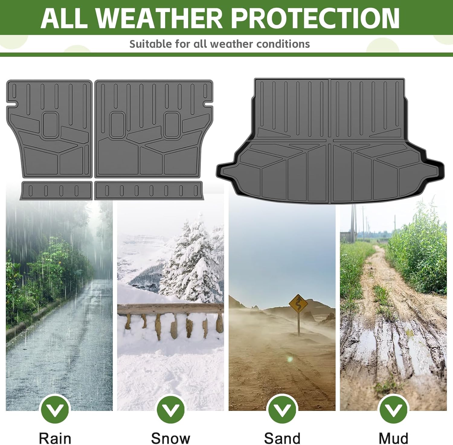 Cargo Liners for 2019-2024 Subaru Forester Without Subwoofer Trunk Mat with Seat Back Cover Accessories, All Weather Rear Cargo Mat Backrest Protector