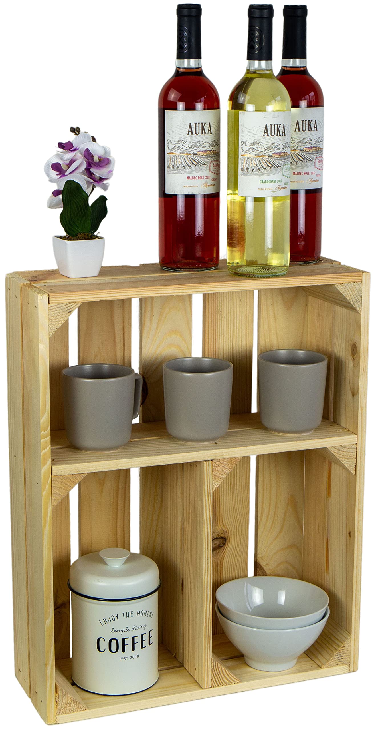 2er Set Holzkisten „Altes Land“ – Regalkisten 50x40x15 Cm, Massiv Kiefer, Vintage Look, Vielseitig Nutzbar
