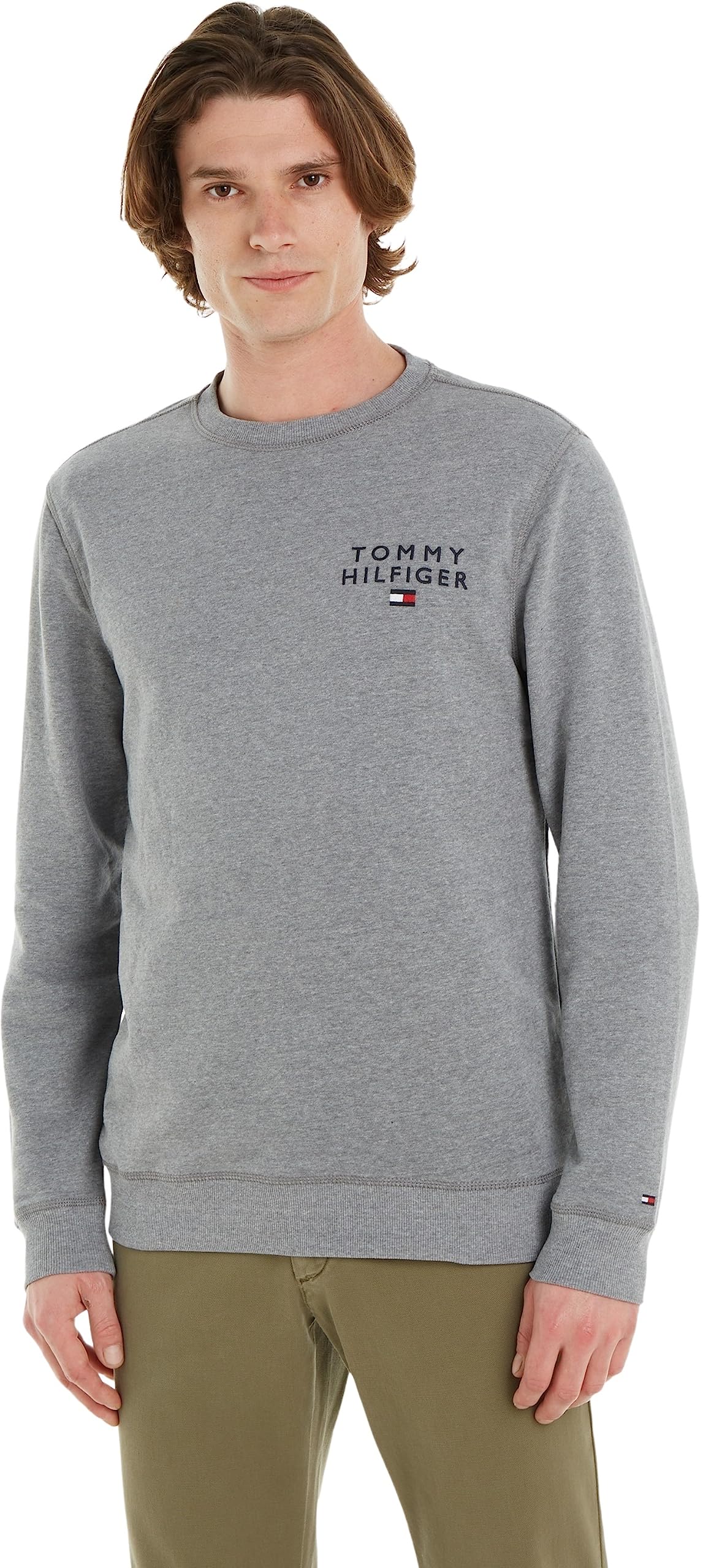 Tommy Hilfiger Men's Sweatshirt without Hood, Grey (Medium Grey Heather), XXL