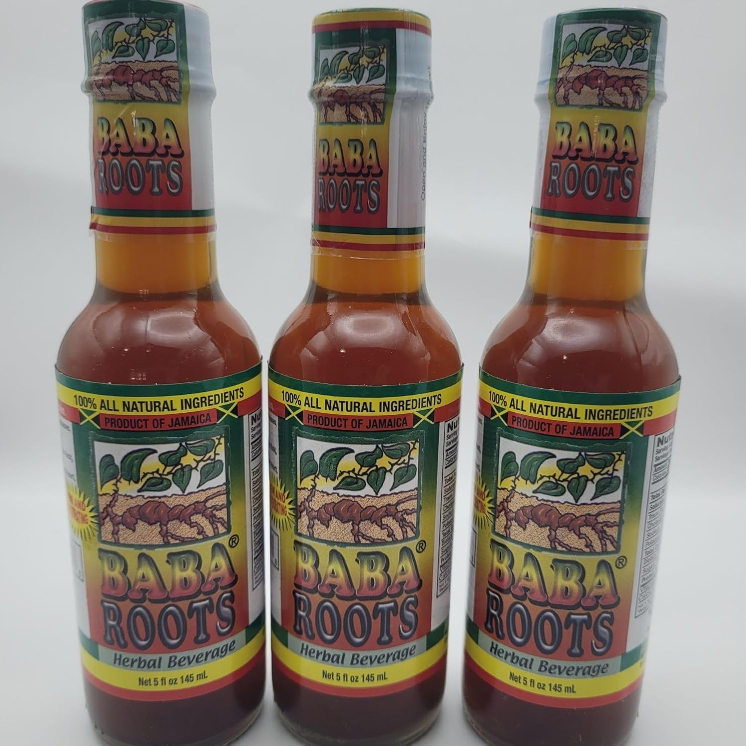 Jamaican Baba Roots Herbal Tonic-3 Pack(w/Restorative Tea from Trelawny Inspirations)- 100% Natural Roots- Jamaican Tonic- Chainy Root, Sarsaparilla,Tan Pon Rock,Strong Back, Raw Moon,Medina- Babaroots