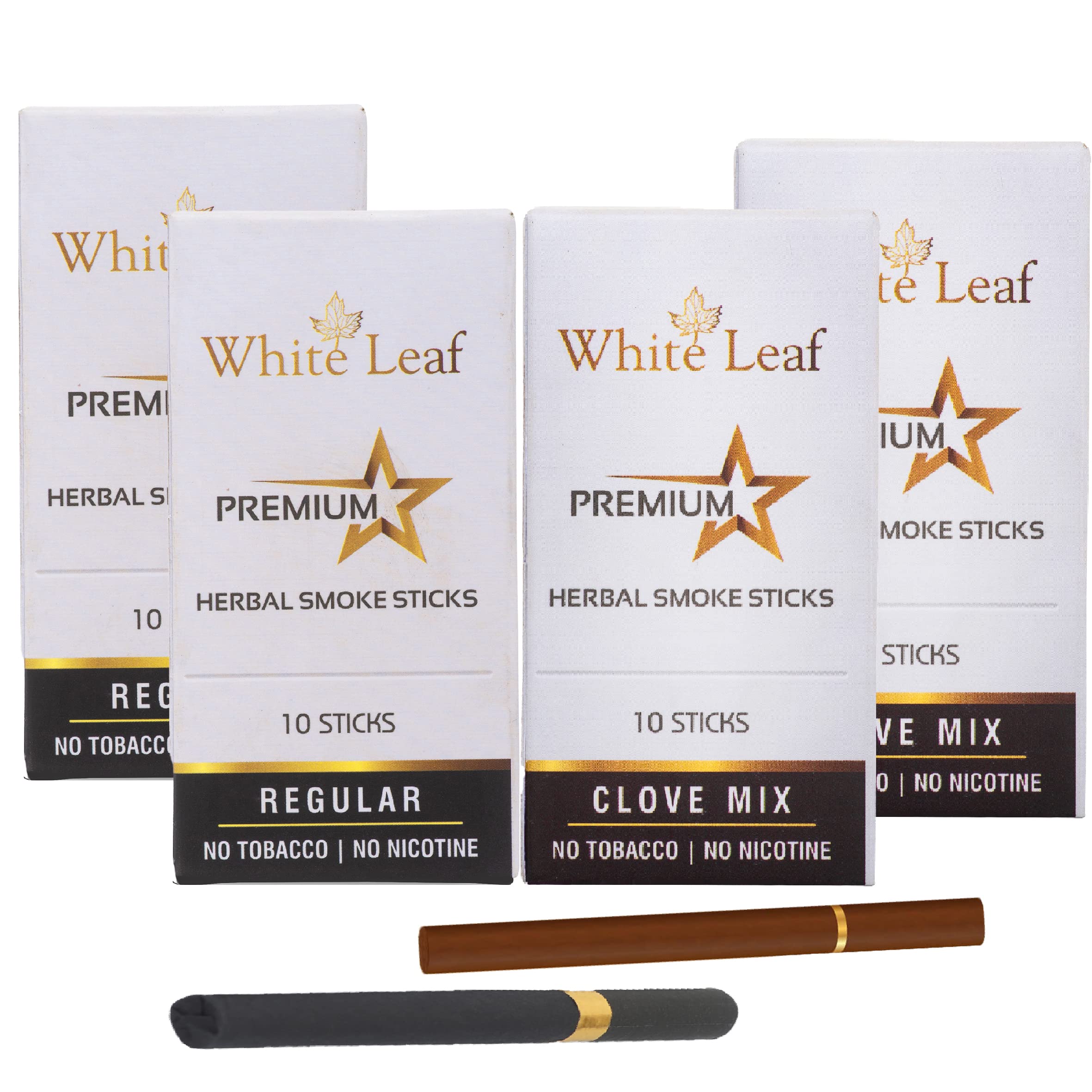 White Leaf Premium Herbal Smokes Cigarettes - Tobacco and Nicotine Free Combo Pack of Regular, Clove Flavour Smoke (20 Smoke Each) (40 Smoke) (B09TDMX9YQ) Amazon Price History, Amazon Price Tracker