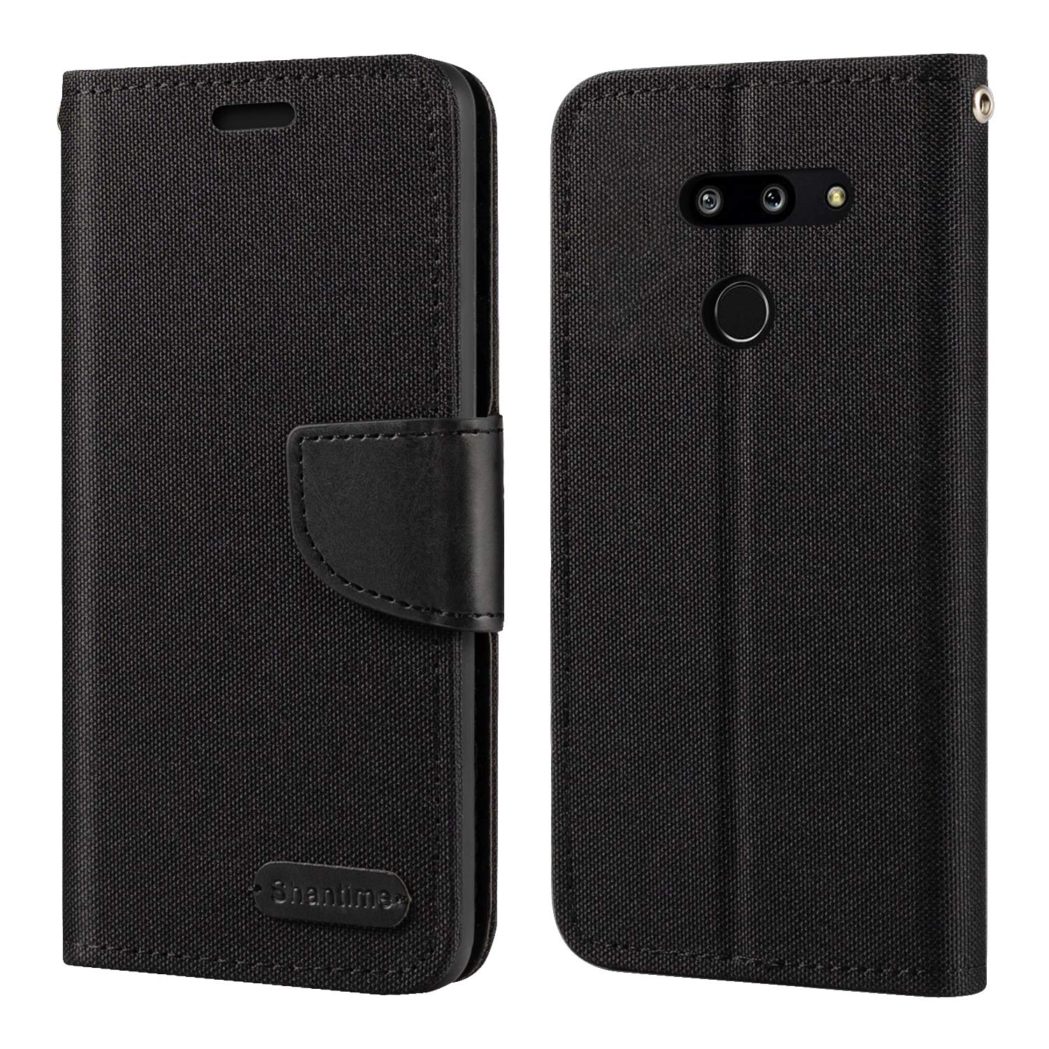 Custodia Flip in Tessuto Oxford e Pelle PU Compatibile con LG G5, Cover Protettiva con Chiusura Magnetica e Tasche per Carte (Blu