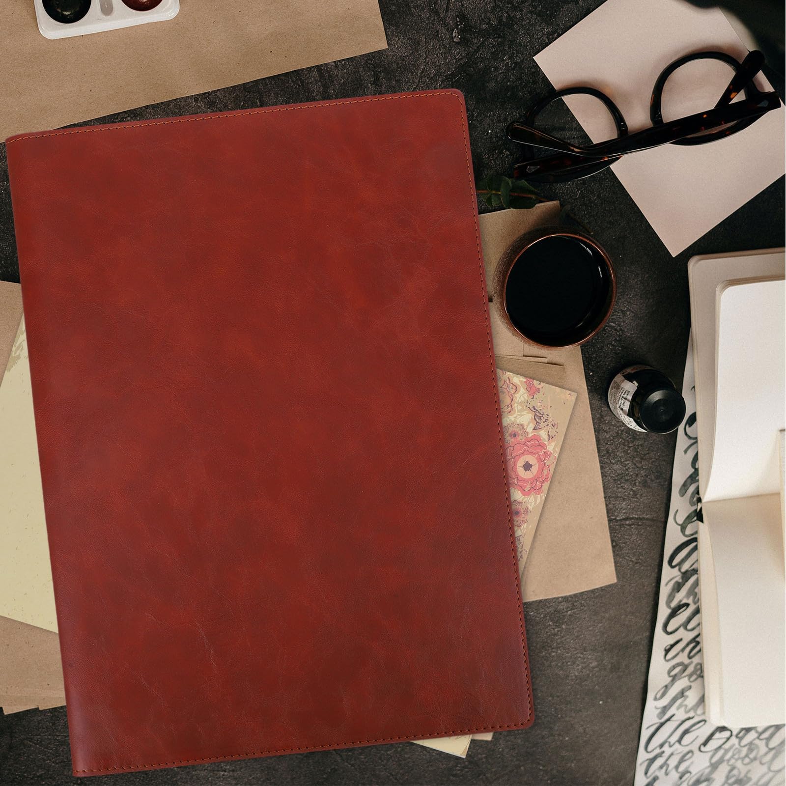 Gatuida Cartella Documenti Marrone in Pu Portablocco Portatile Design Multifunzionale per Ufficio e Studio Organizer Professionale A4