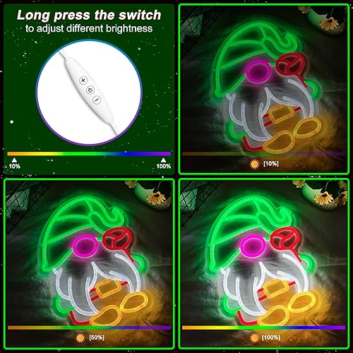 Miniatura 5 de Decoración de gnomo de Navidad, letrero de neón de gnomo de Navidad, letreros de luz LED de neón de Feliz Navidad, decoración de pared, letreros de