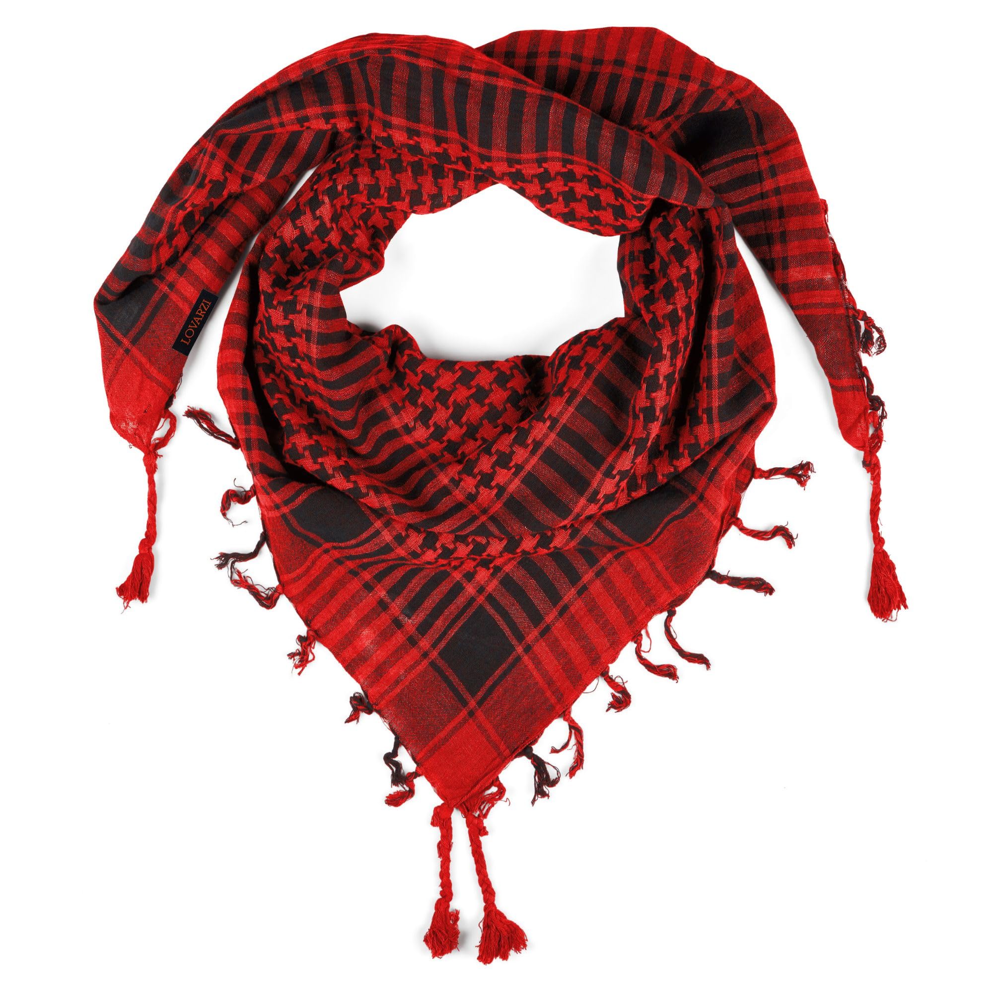 LOVARZI Red Desert Scarf - Stylish Neck Keffiyeh Scarves for Men and Women - Square Cotton Shemagh Military Scarf
