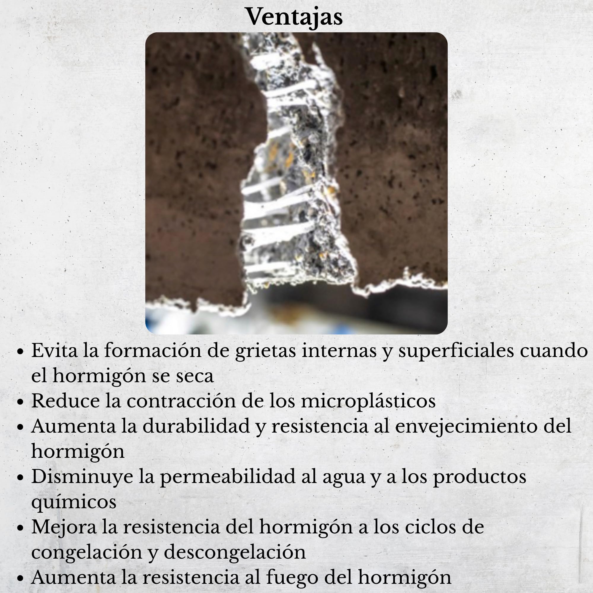 Microfibra de hormigón de 12 mm, polímero de alto rendimiento para evitar grietas, ideal para pavimento y reparación de hormigón (0,9 kg)