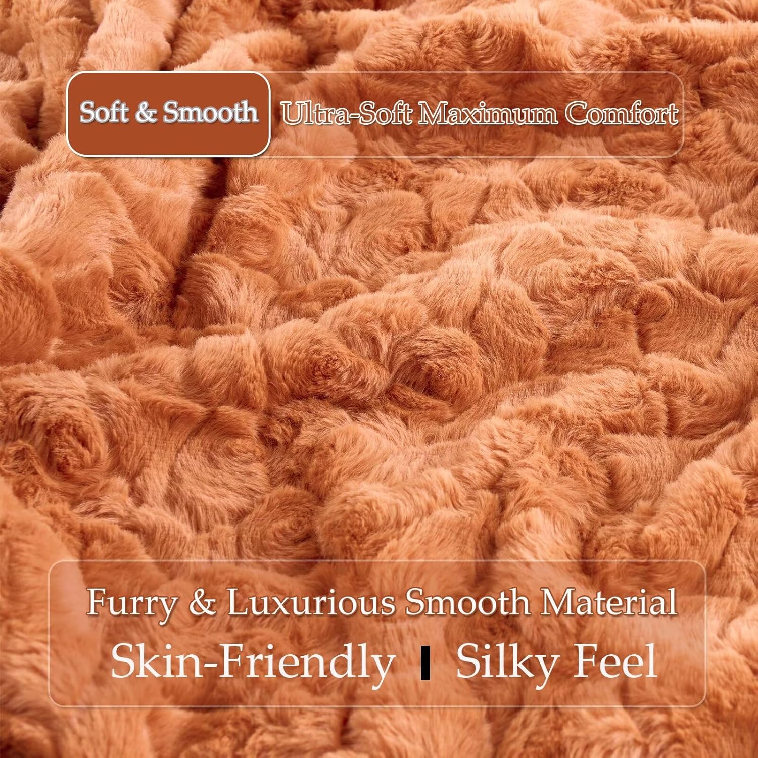 Faux Fur Fluffy Pillow Cases,Set of 2 Decorative Throw Pillow Cover,Ultra Soft Furry Pillow Covers,Fuzzy Decorative Pillowcases for Bed Couch Sofa-Burnt Orange-24 * 24inch