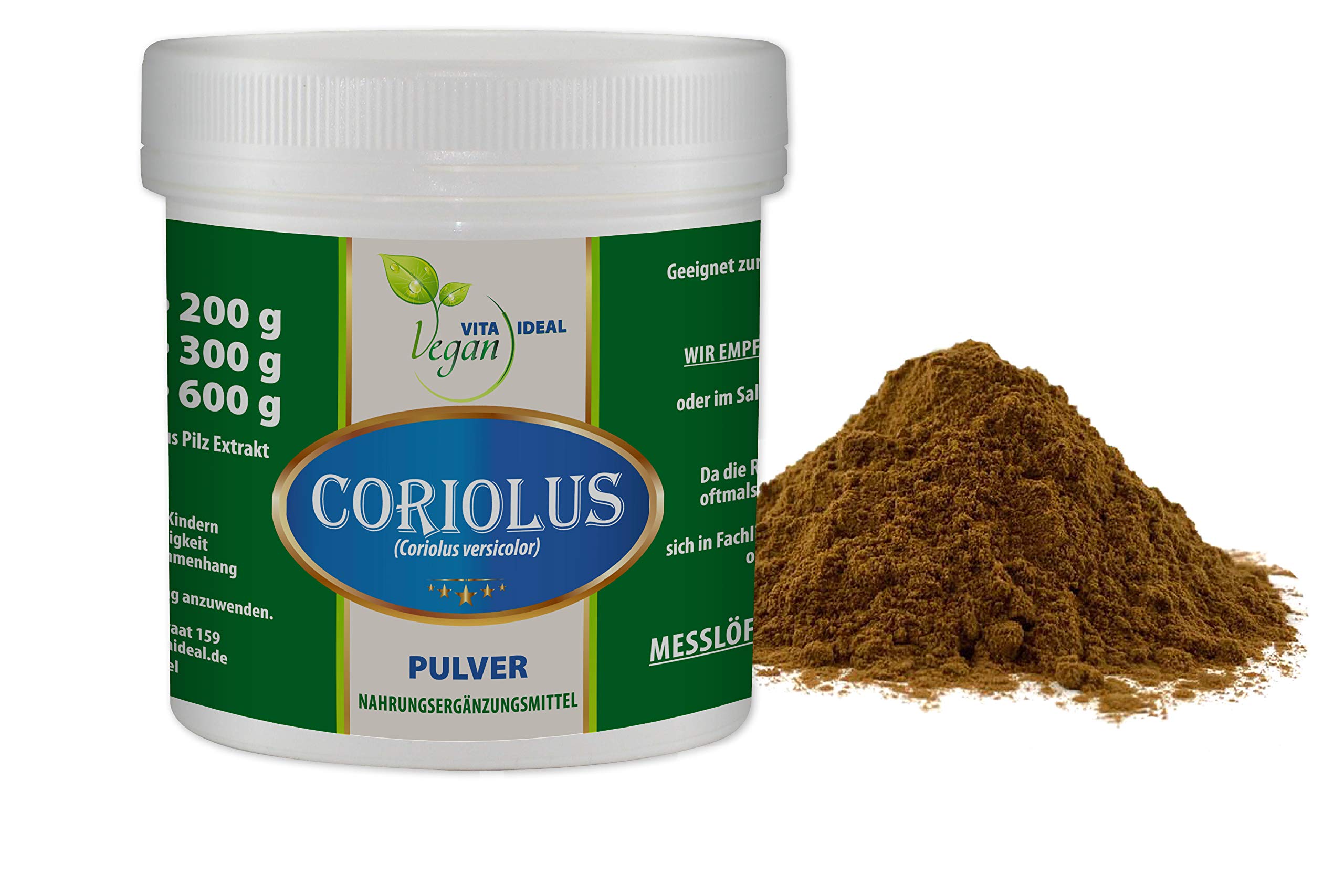 VITA IDEAL Vegan® Schmetterlings Tramente - Cori & Olus Pilz - Extrakt 100g PULVER - Natürlich, pflanzlich & ohne Zusatzstoffe, Inklusive 1ml Messlöffel.