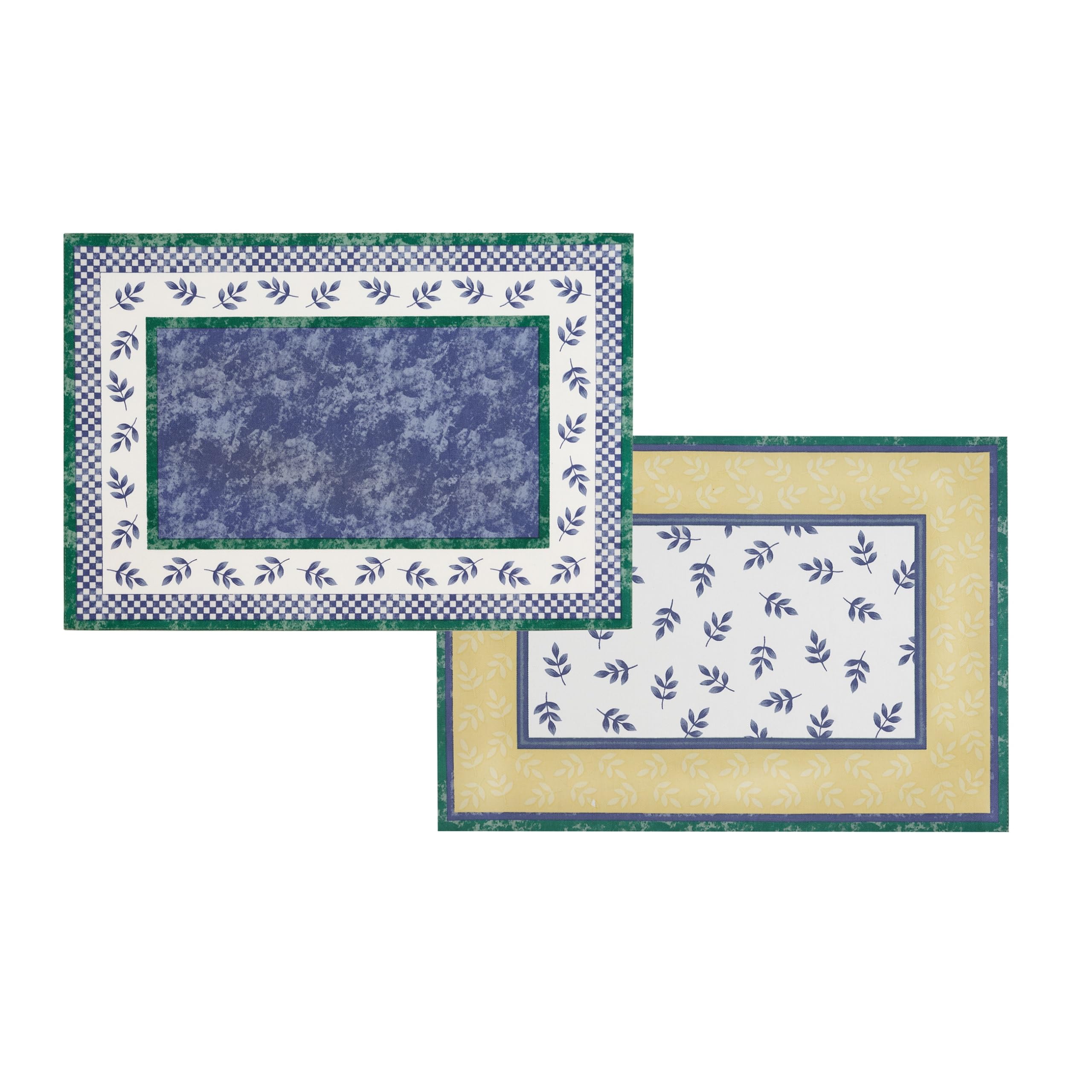 Villeroy and Boch Leaf and Check bawełniana tkanina dwustronna podkładka (zestaw 4 sztuk), 35 cm x 50 cm, wiele