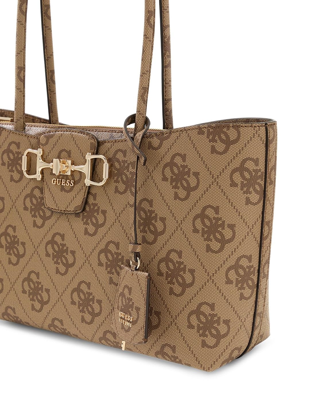 Guess Torebka damska z logo Pu Janie z nadrukiem Latte