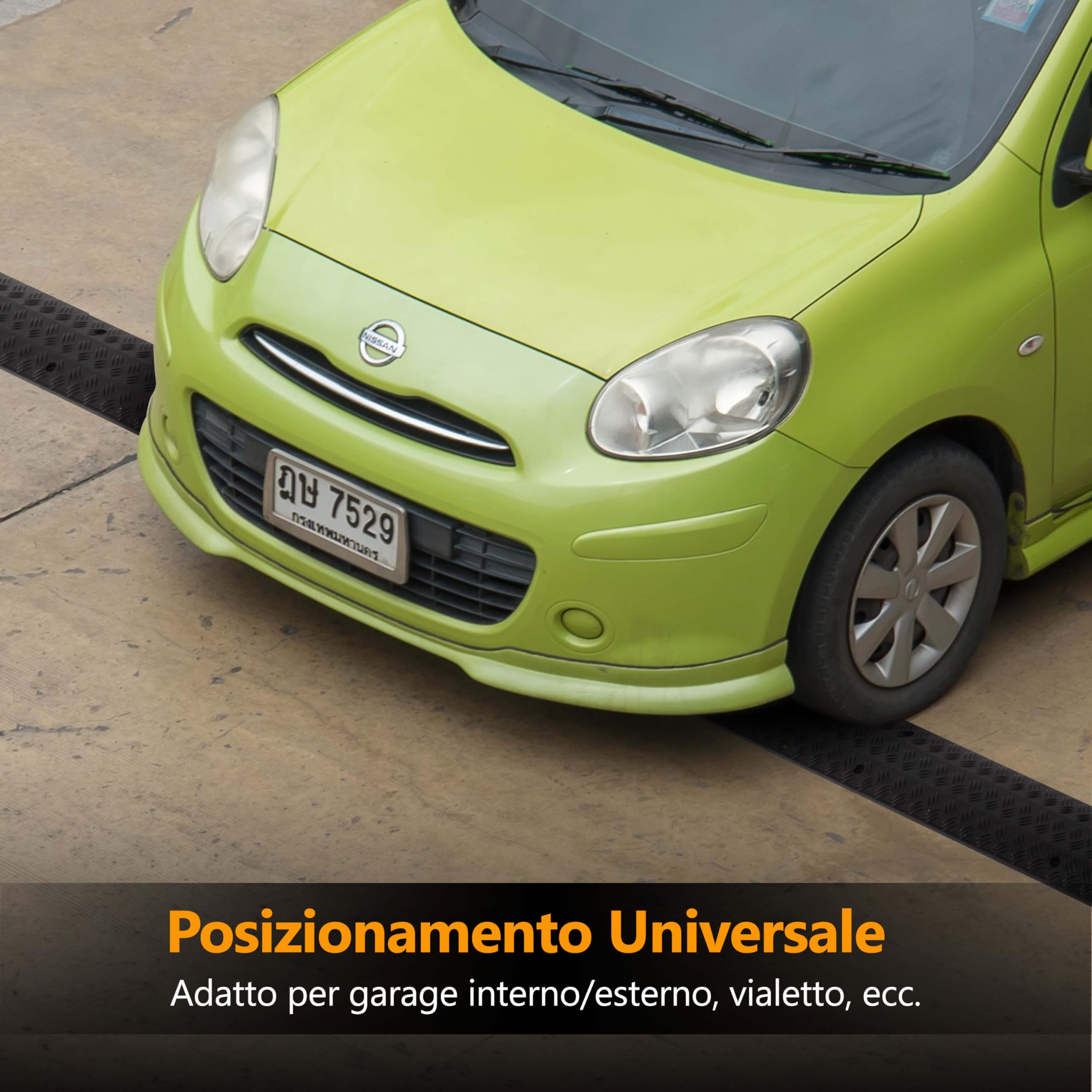 Pyle Rampa Auto 203 cm, Gomma Canalina Passacavi Calpestabile 1 Canale, Rampe per Auto, Protezione Passacavi Cavi/Tubi Pesanti Set 2