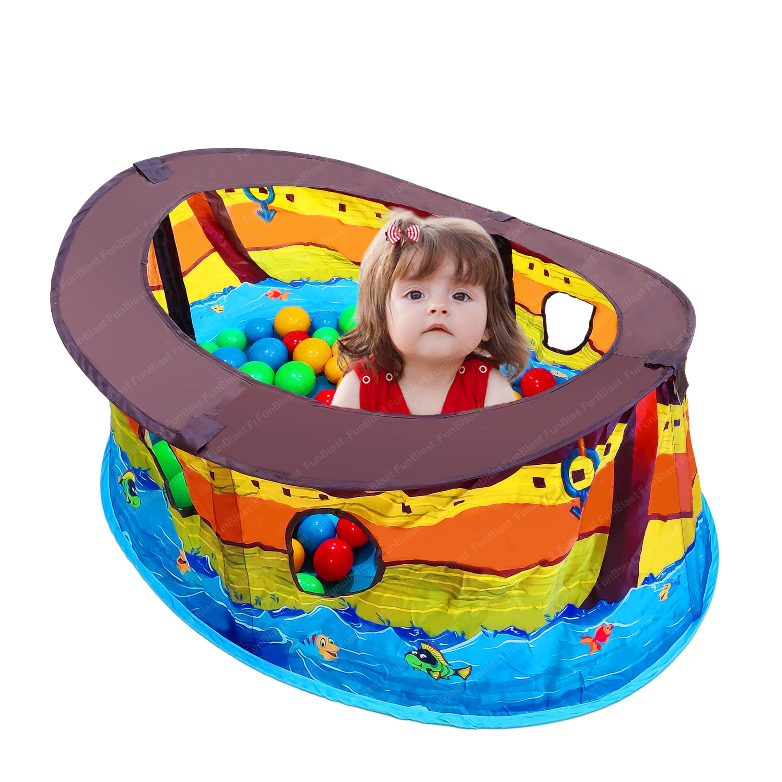 FunBlast Foldable Ball Pool for Kids, Cruise Ball Pool with 40 Colourful Balls, Ball Pool for Kids, Toys for Kids, Pit Ball Tent (Multicolor)-image-19
