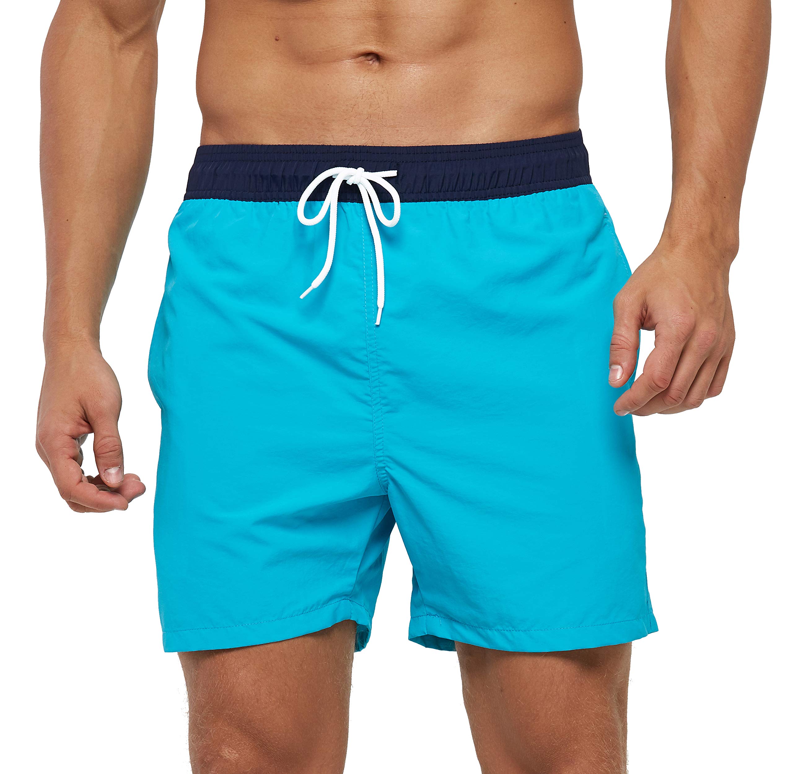SILKWORLD Men's Swim Trunks Quick Dry Beach Shorts with Pockets Sky