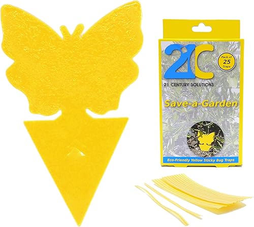 21C 21 CENTURY SOLUTIONS Trampas adhesivas amarillas para moscas (paquete de 25) para mosquitos de moscas blancas, mosquitos de hongos, pulgones,