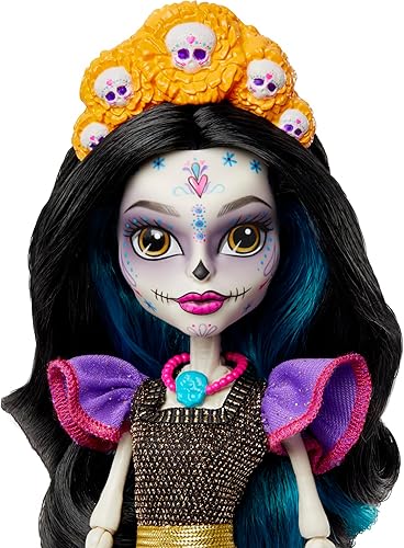 Miniatura 2 de Monster High Muñeca Skelita Calaveras Dia De Muertos coleccionable con detalles tradicionales de calavera de azúcar y caléndula