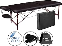 Vista 2 de Master Massage Zephyr - Mesa de masaje portátil y ligera, mesa de tatuaje, cama de spa (negro, granate)