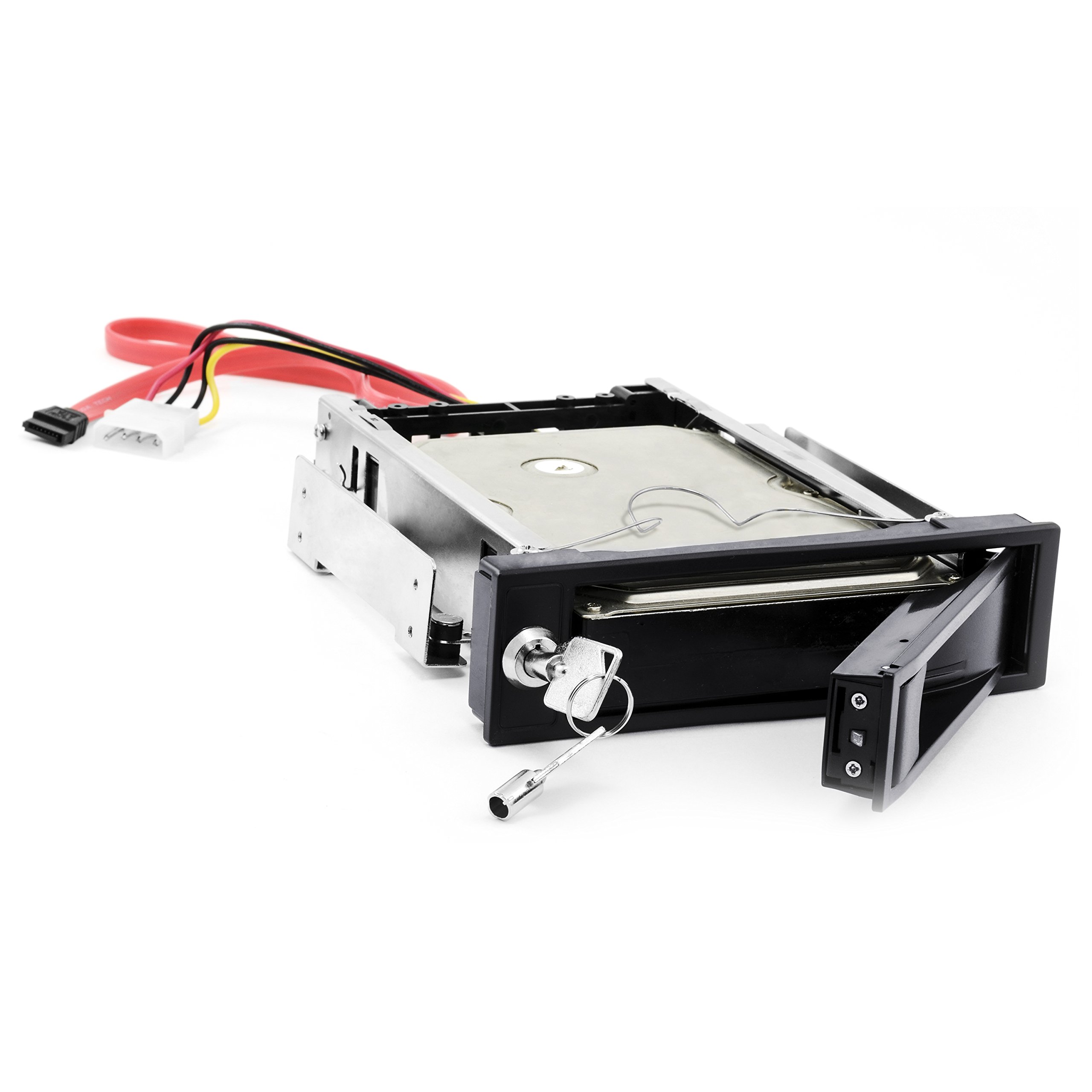 CSL - Telaio Removibile da 5,25 Pollici SATA Mobile Rack - Telaio per Disco Fisso SATA I II III HDD in Slot per unità da 3,25 Pollici - Fino a 6.0 GBit s - Kit antivibrazioni - chiudibile