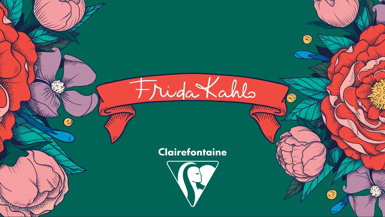 Ventaglio Pieghevole Clairefontaine Frida Kahlo - Cartone Ecologico, 19.5x2cm, Motivo Floreale, Idea Regalo