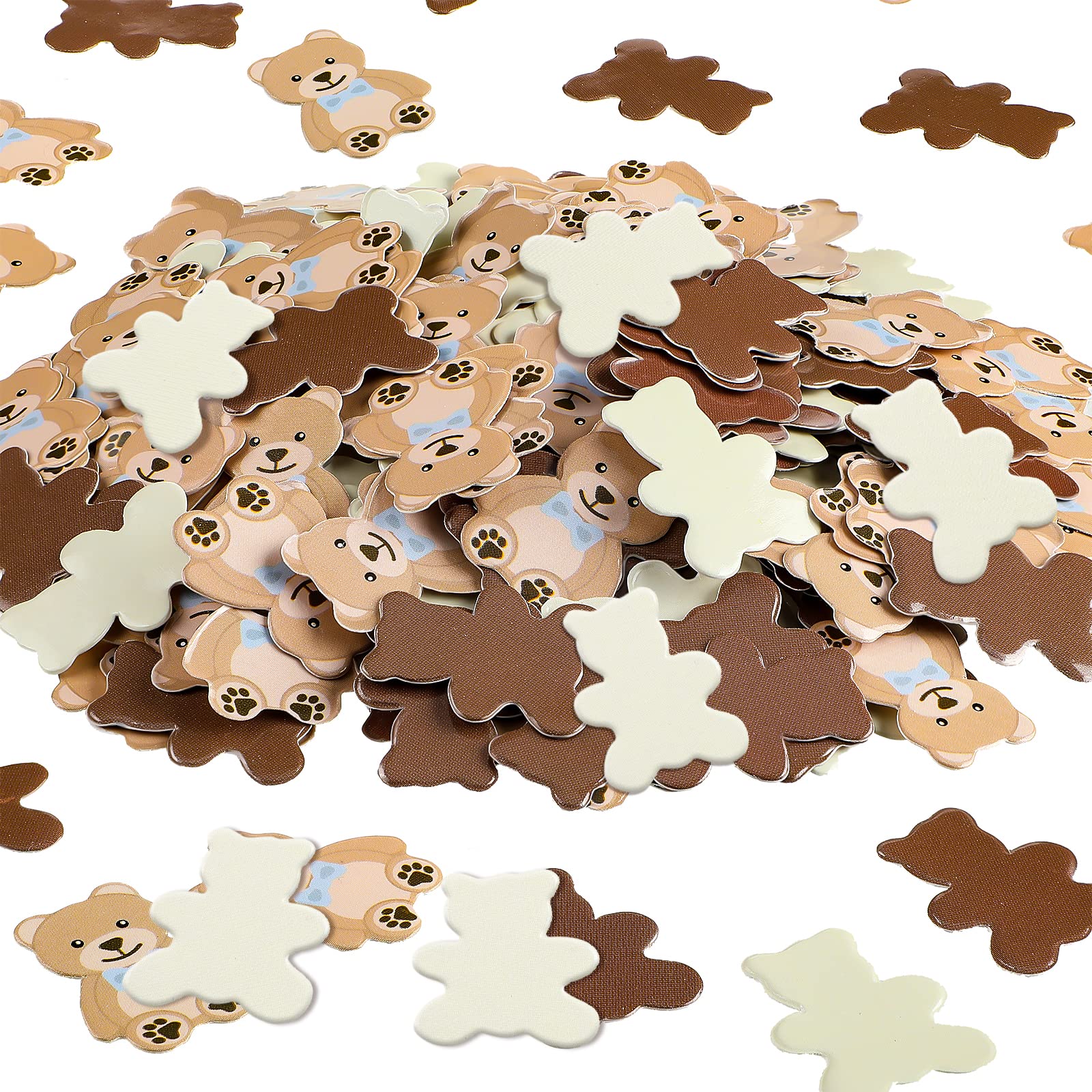 Threan 300 Pcs Bear Confetti Paper Confetti, Dark Brown, Beige