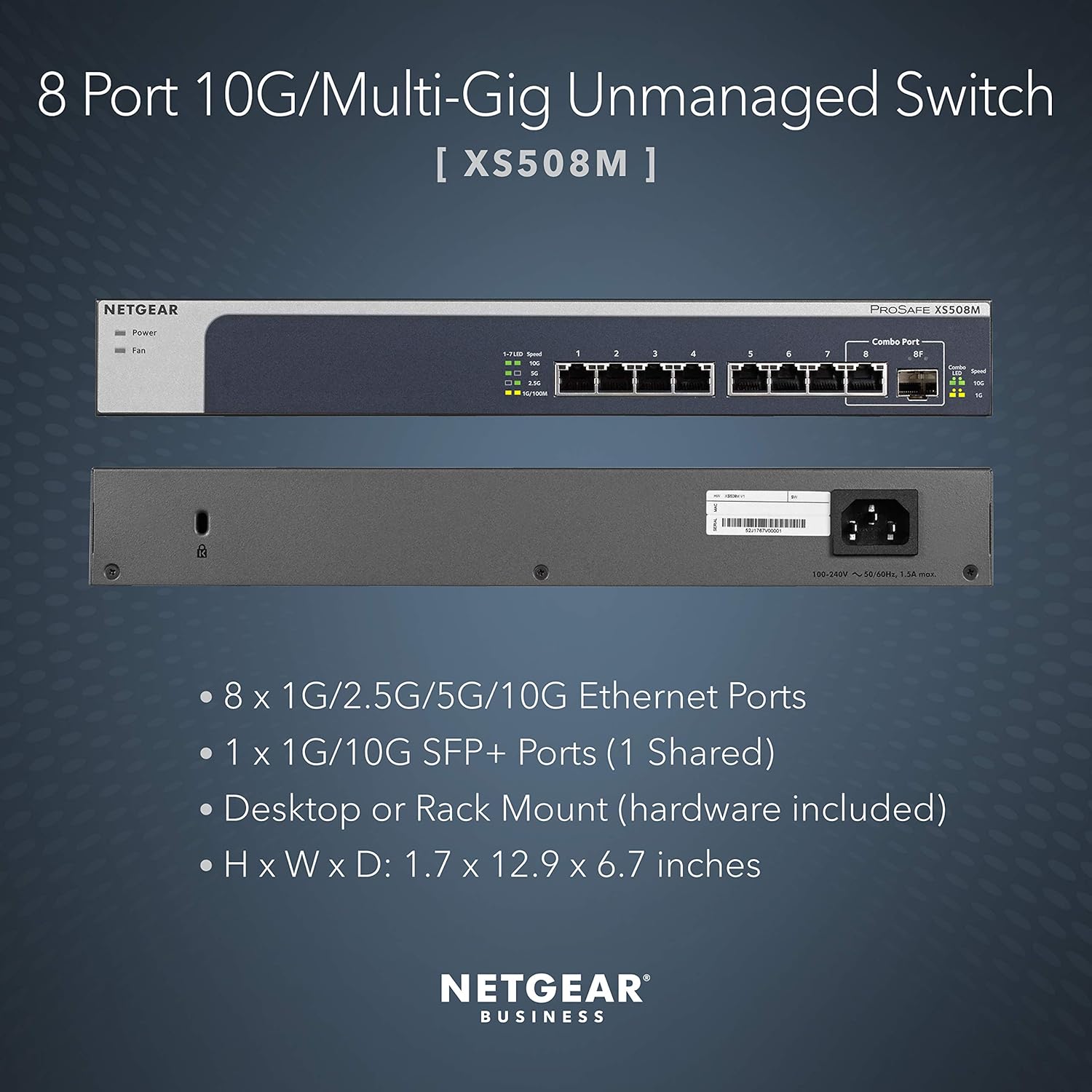 🛒 Crazy Deals NETGEAR 8-Port 10G Multi-Gigabit Ethernet Unmanaged Switch (XS508M) - with 1 x 10G SFP+, Desktop or Rackmount, and Limited Lifetime Protection