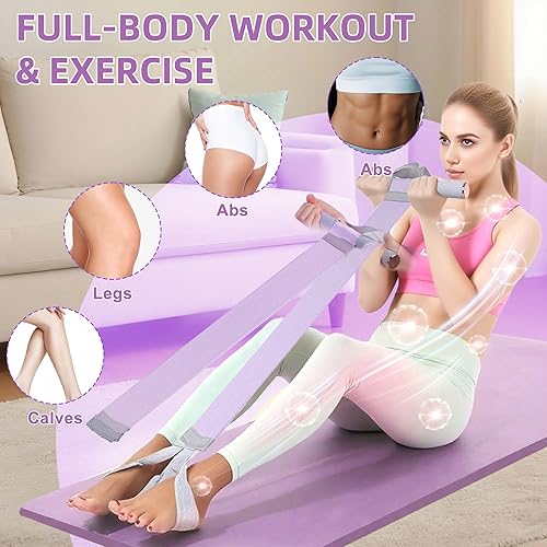 Miniatura 2 de Banda de resistencia de tela con asas, tirador de pedal antideslizante para sentadillas y entrenamiento de fuerza de cuerpo completo, bandas