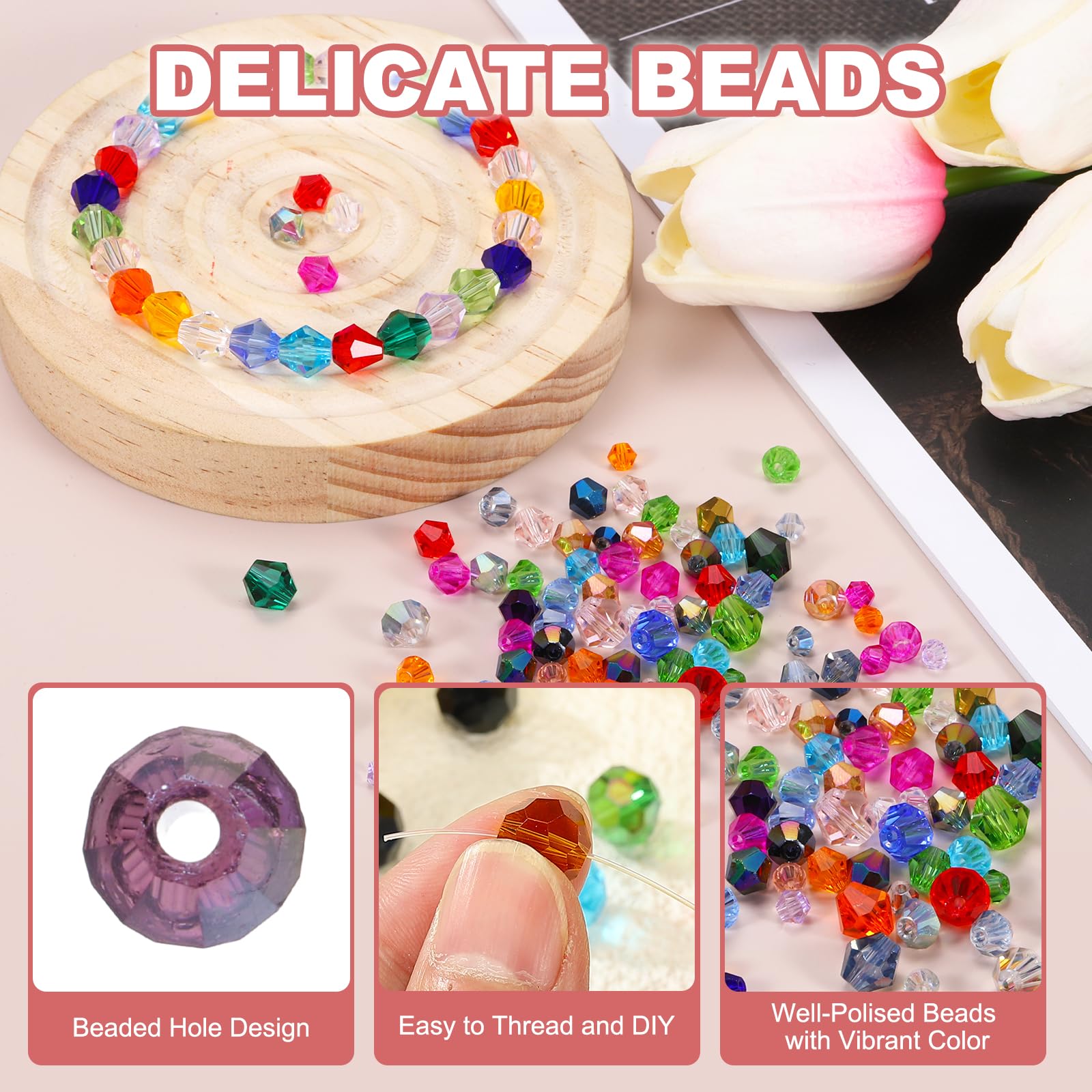 PATIKIL 1000pcs 3mm Bicone Glass Crystal Beads - Image 3