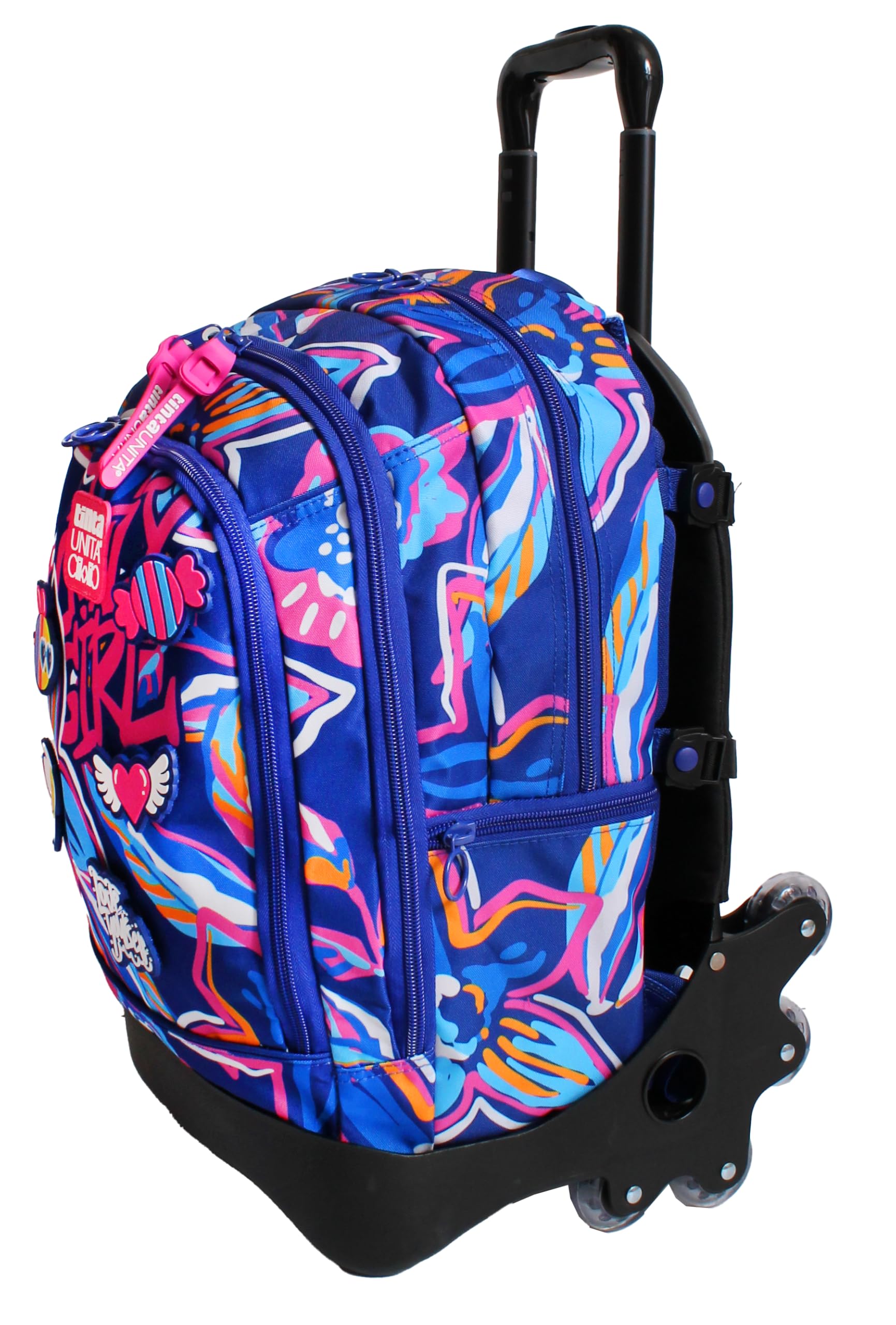 Tinta Unita Zaino Trolley con Ruote Staccabili, Design Colorato, Linea CLIKCLIK, Modello Dream Cross (Blu)