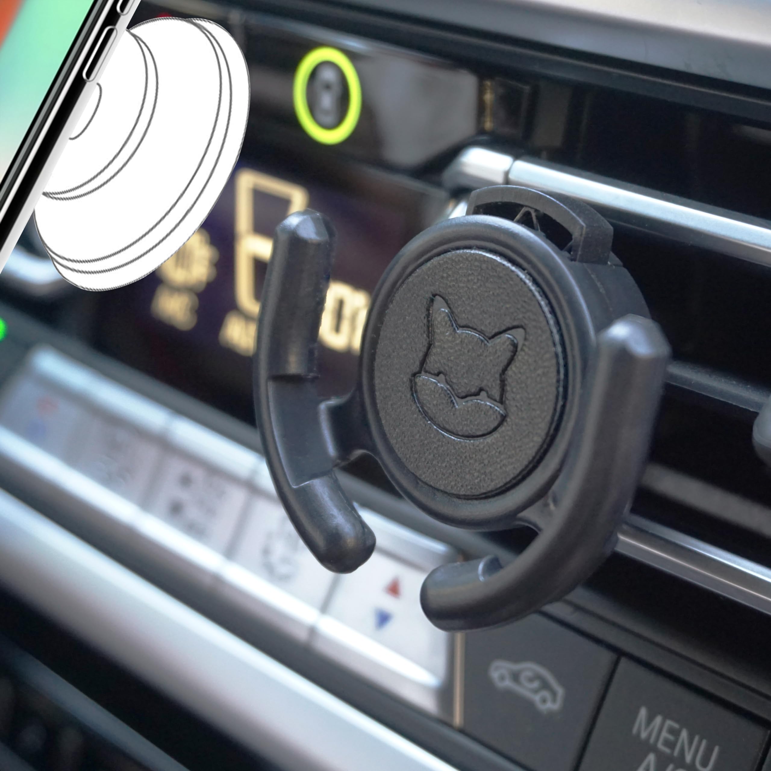 Car Vent Mount Holder Compatible With Popsocket Black Leather Car