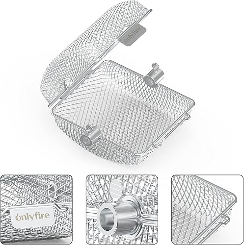 Miniatura 4 de Onlyfire - Cesta para parrilla de asador, paquete de 2 accesorios de asador de acero inoxidable para cualquier parrilla, se adapta a hexágono de 12