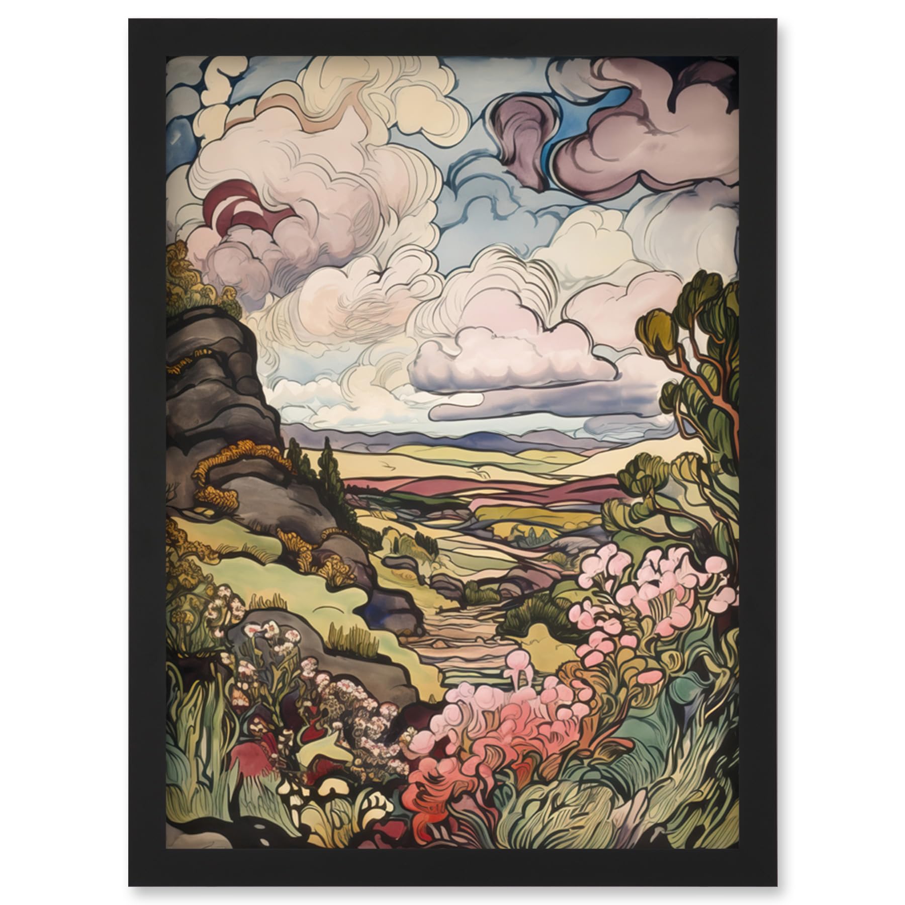 Artery8 A Wild Scottish Landscape on a Cloudy Day Artwork Framed Wall Art Print A4