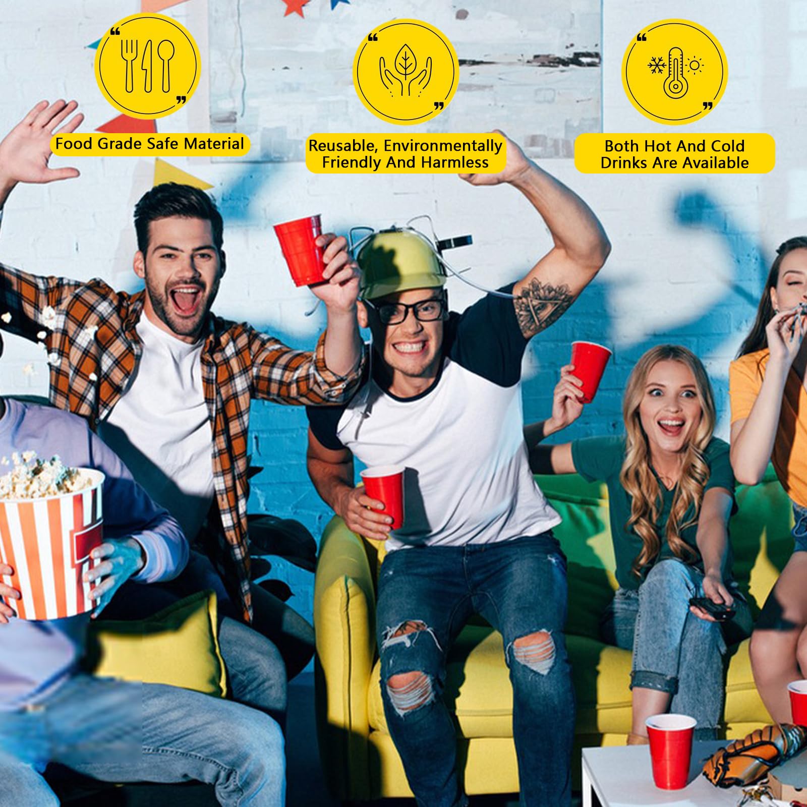 Mkitnvy Beer Pong, 50 Bicchieri Beer Pong e 12 Palline da P ing Pong, Giochi Alcolici, 500ML Bicchiere di Plastica, per Adulti Festa di Compleanno di Natale