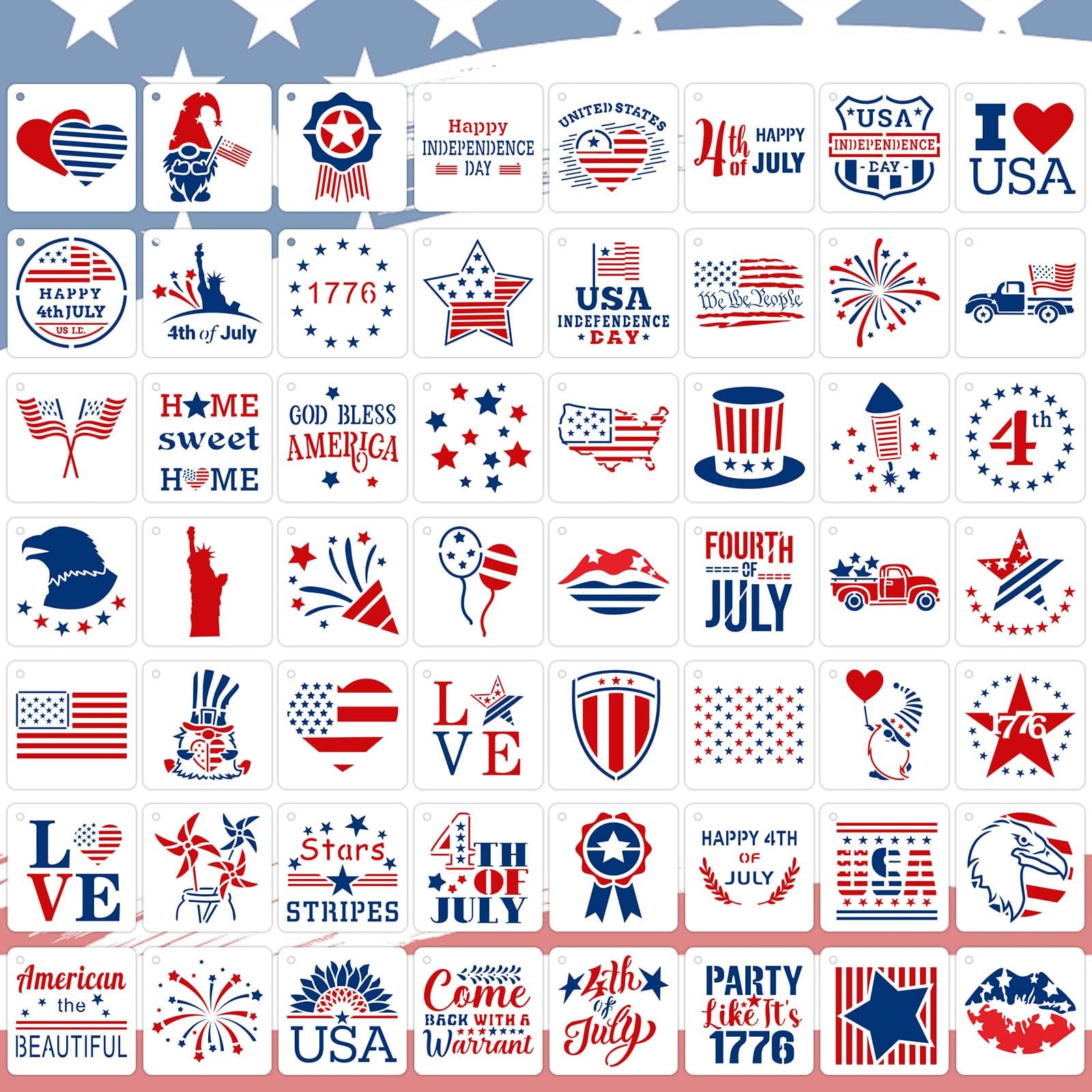 Amazon.com : 16 PCS 4th of July Patriotic Stencils for Painting on Wood ...