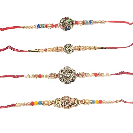 4 Rakhi | Rakhi for brother | Handmade Rakhi | Rakhsha bandhan | 2023 Rakhi with set | Rakhi set with Lumba Chawal Roli pack (Set Rakhi)