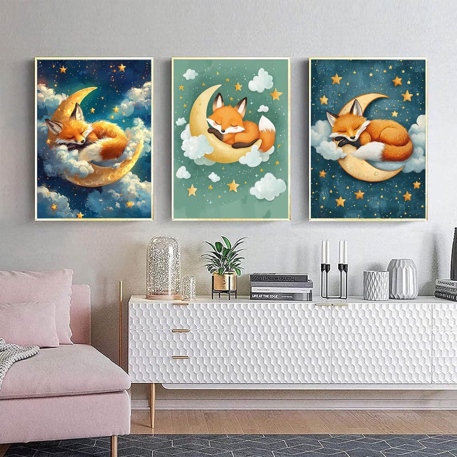 Generico Cnyaunfi 3 Pezzi Cielo Stellato Pittura Diamante Fai-Da-Te 5D Blu Diamond Painting Kit Completo per Hobby Creativi Adulti, Per La Decorazione Della Parete Di Casa 50x70cm YF-3046