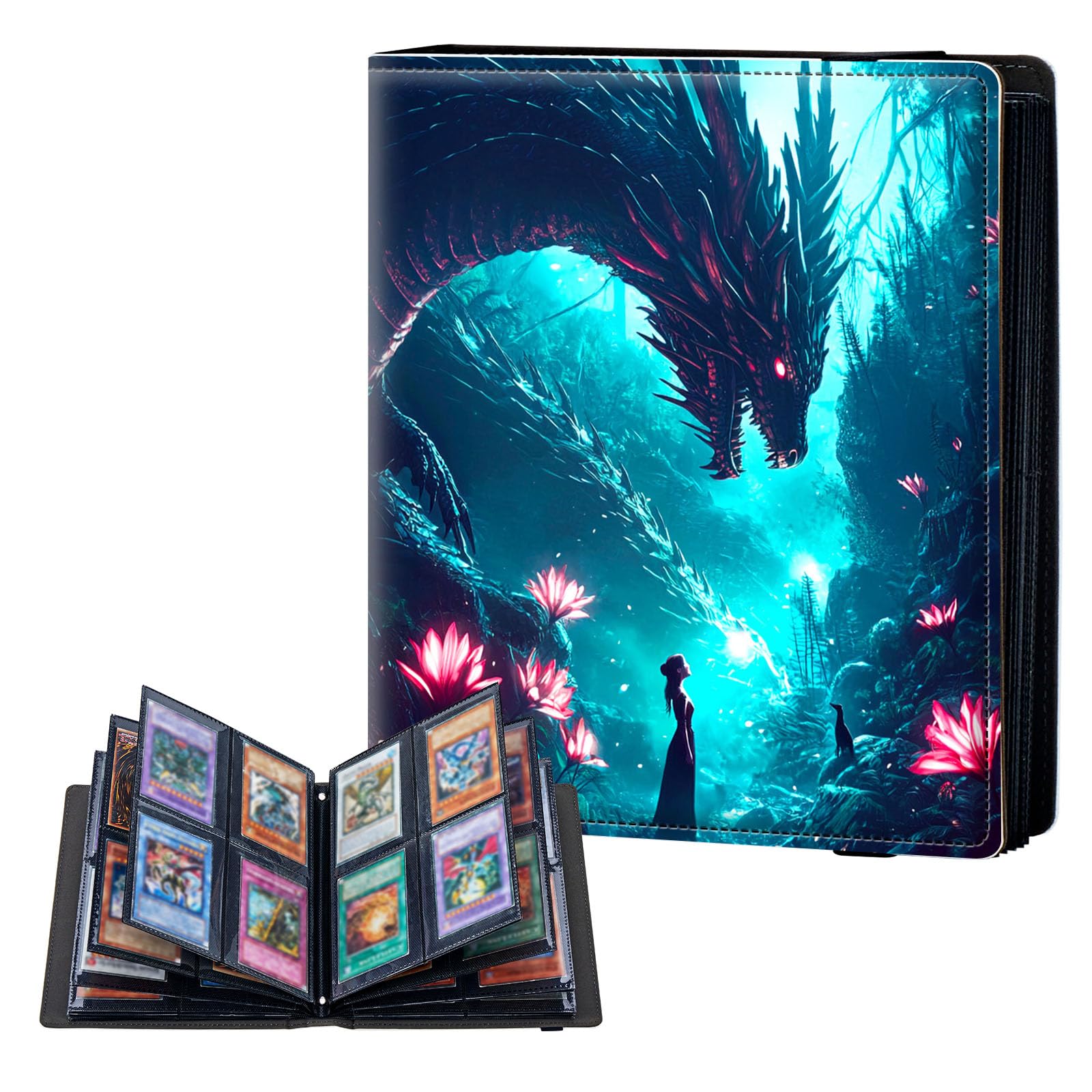 ETLKJVBL 4 Pocket Trading Card Binder, Card Collection Binder for TCG, MTG, Sports Cards, Baseball, Epic Dragon Trading Card Book Holder for Collectors, Top Loader Binder — image 1