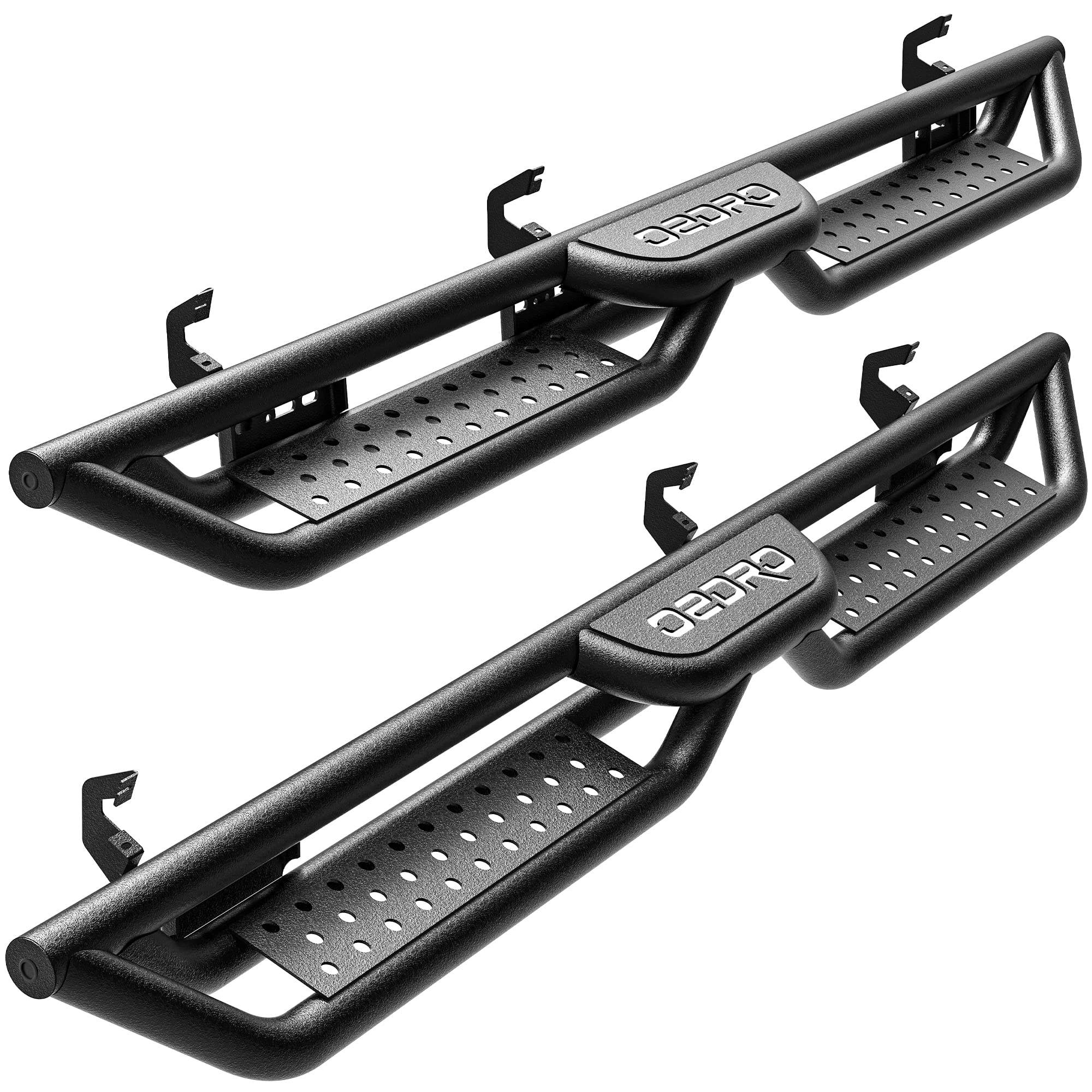 OEDRO 6 Inch Running Boards Compatible with 2019-2023 Chevy Silverado/GMC Sierra 1500 Double Cab; 2020-2023 Silverado/Sierra 2500HD 3500HD, Bolt-on Side Steps Steel Nerf Bar, Two Stairs Design