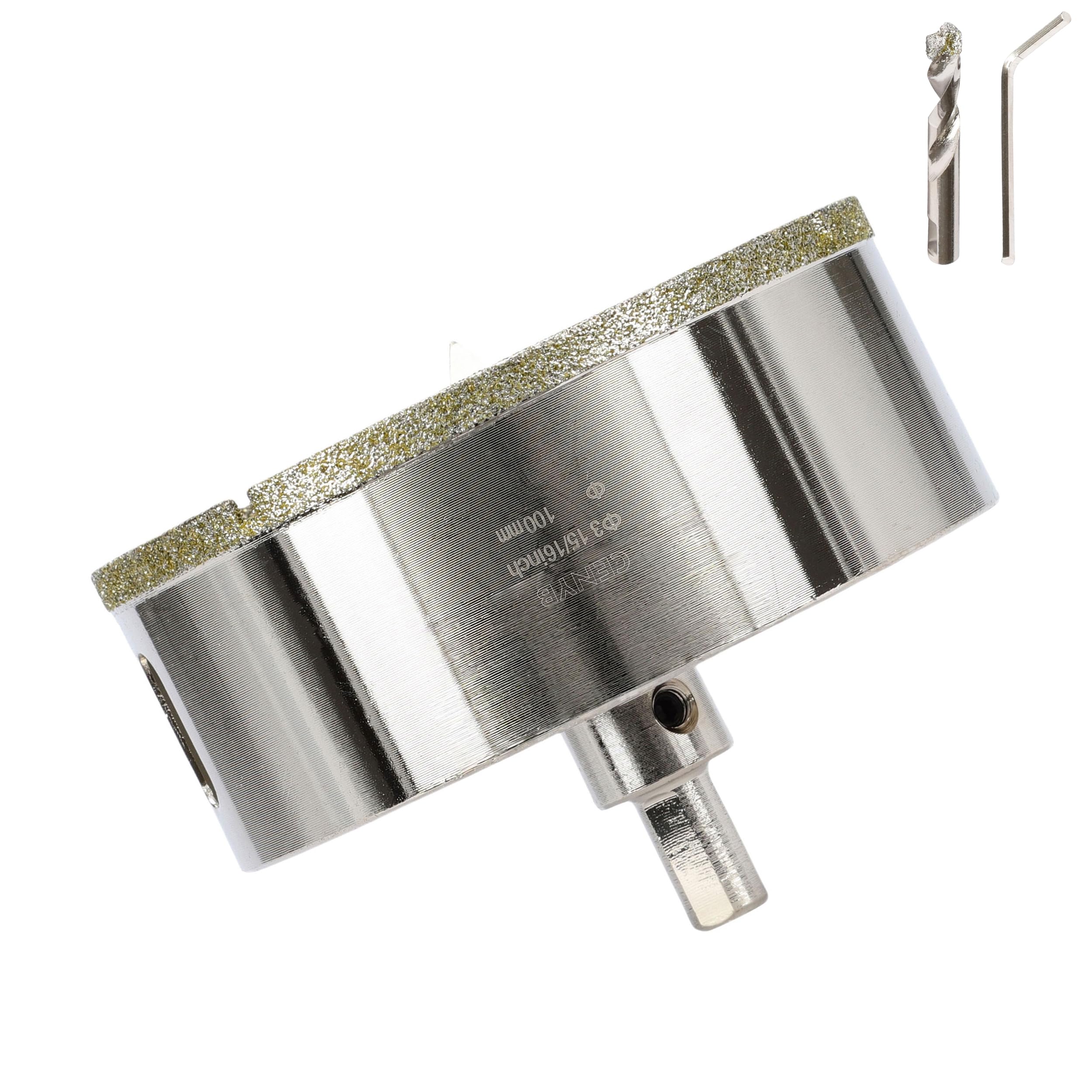 3-15/16 Inch 100mm Tile Hole Cutter Drill Bit Diamond Metal Hole Saw with Center Pilot Drill – Diamond-Coated for Marble, Granite, Ceramics, Porcelain Tiles, Glass — image 1